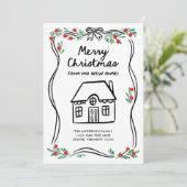 Merry Christmas from our New Home | Whimsical Feestdagenkaart (Staand voorkant)