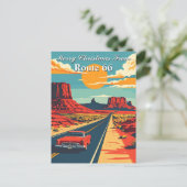 Merry Christmas from Route 66 Retro Road Trip Briefkaart (Staand voorkant)