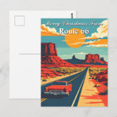 Merry Christmas from Route 66 Retro Road Trip Briefkaart (Voorkant / Achterkant)