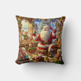 Merry Christmas From Santa and His Elves  Kussen