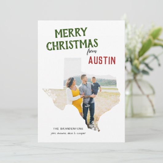 Merry Christmas from Texas One Photo Feestdagenkaart (Staand voorkant)