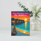 Merry Christmas from the Maldives Tropical Sunset Briefkaart (Staand voorkant)
