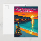 Merry Christmas from the Maldives Tropical Sunset Briefkaart (Voorkant / Achterkant)