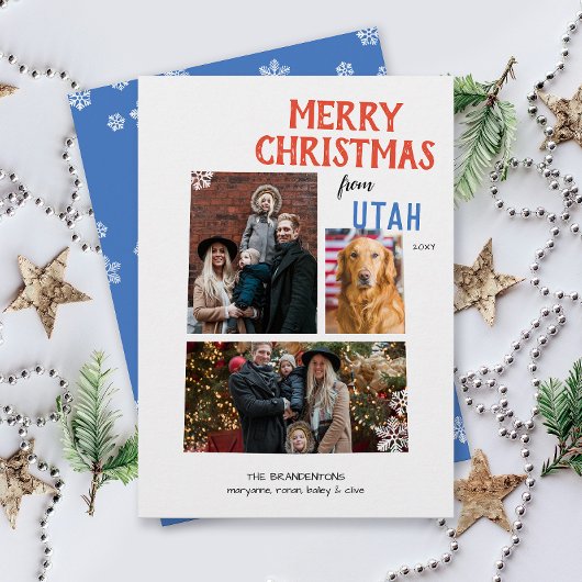 Merry Christmas from Utah Multi Photo Card Feestdagenkaart