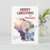 Merry Christmas from Wisconsin Photo Card Feestdagenkaart (Staand voorkant)