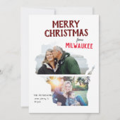 Merry Christmas from Wisconsin Two Photo Feestdagenkaart (Voorkant)