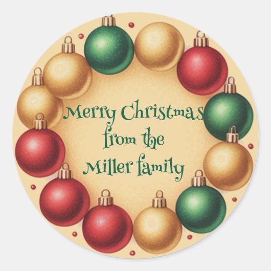 Merry Christmas from Your Family Personalized  Ronde Sticker (Voorkant)