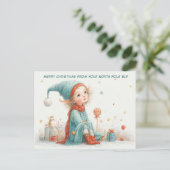Merry Christmas from Your North Pole Elf | Cute Feestdagenkaart (Staand voorkant)