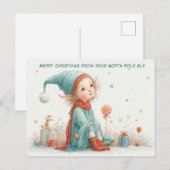 Merry Christmas from Your North Pole Elf | Cute Feestdagenkaart (Voorkant / Achterkant)