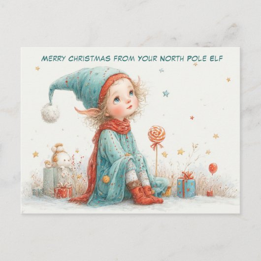 Merry Christmas from Your North Pole Elf | Cute Feestdagenkaart (Voorkant)