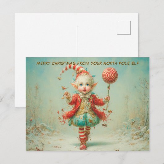 Merry Christmas from Your North Pole Elf | Cute Feestdagenkaart (Voorkant / Achterkant)