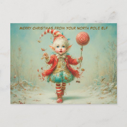 Merry Christmas from Your North Pole Elf | Cute Feestdagenkaart (Voorkant)
