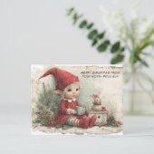 Merry Christmas from Your North Pole Elf | Cute Feestdagenkaart (Staand voorkant)