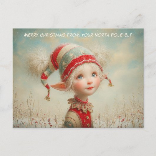 Merry Christmas from Your North Pole Elf | Cute Feestdagenkaart (Voorkant)
