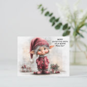 Merry Christmas from Your North Pole Elf | Cute Feestdagenkaart (Staand voorkant)