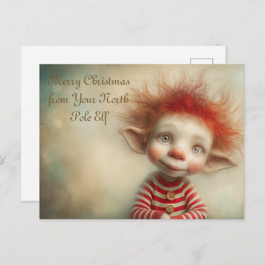 Merry Christmas from Your North Pole Elf | Cute Feestdagenkaart (Voorkant / Achterkant)
