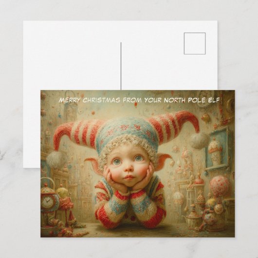 Merry Christmas from Your North Pole Elf | Cute Feestdagenkaart (Voorkant / Achterkant)