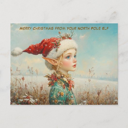 Merry Christmas from Your North Pole Elf | Cute Feestdagenkaart (Voorkant)