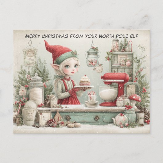Merry Christmas from Your North Pole Elf | Cute Feestdagenkaart (Voorkant)