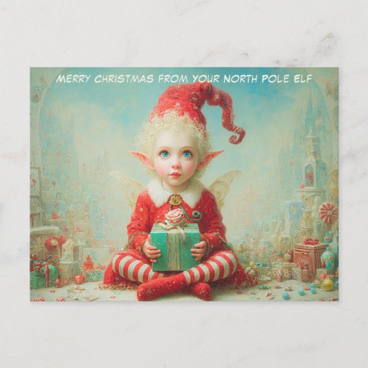 Merry Christmas from Your North Pole Elf | Cute Feestdagenkaart (Voorkant)