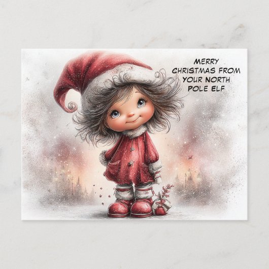 Merry Christmas from Your North Pole Elf | Cute Feestdagenkaart (Voorkant)