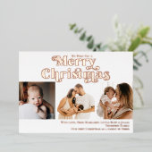 Merry Christmas Fun Candy Cane 3 Foto Modern Folie Feestdagenkaart (Staand Voorkant)