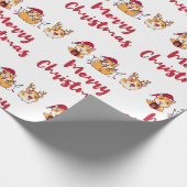 Merry Christmas Fun Guinea Pigs Red Hats Holiday Cadeaupapier (Hoek)