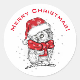 MERRY CHRISTMAS FUN OWL Classic Round Sticker