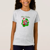 Merry Christmas Fun Skelet Ornamenten Santa Hat T-shirt (Voorkant)