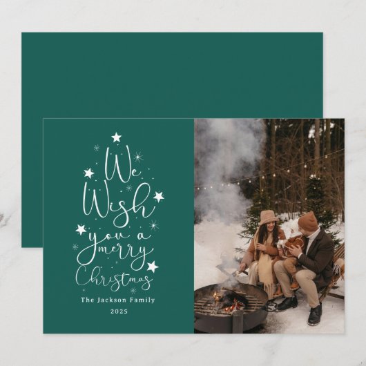 Merry Christmas fun time  family photo Holiday Feestdagenkaart (Voorkant / Achterkant)