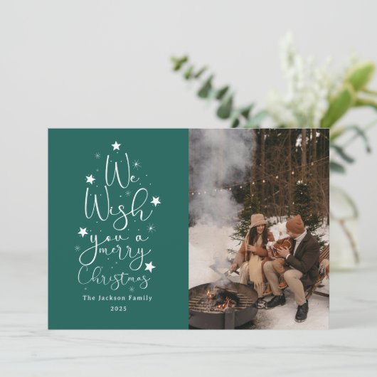 Merry Christmas fun time  family photo Holiday Feestdagenkaart (Staand voorkant)