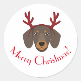 Merry Christmas Funny Dachshund Rendier Sticker