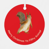 Merry Christmas Funny Filthy Animal Squirrel Metalen Ornament (Voorkant)