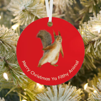 Merry Christmas Funny Filthy Animal Squirrel Metalen Ornament