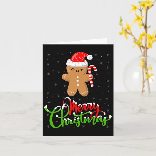 Merry Christmas Funny Gingerbread Cookie Baking Ch Kaart (Gele Bloem)