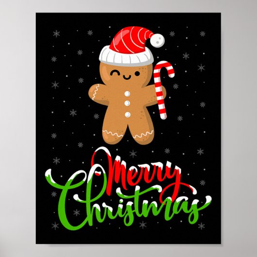 Merry Christmas Funny Gingerbread Cookie Baking Ch Poster (Voorkant)