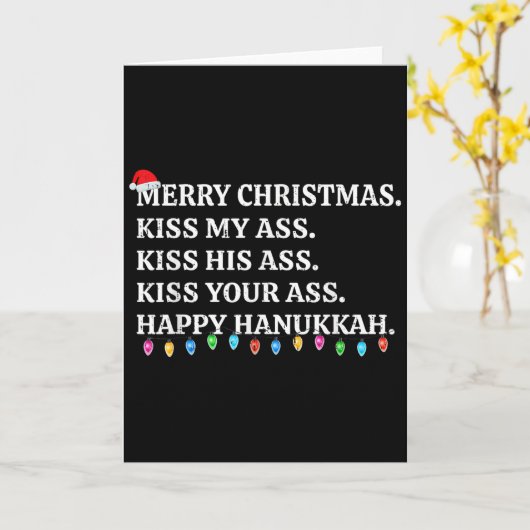 Merry Christmas Funny Kiss My Xmas Men &amp; Women Kaart (Gele Bloem)