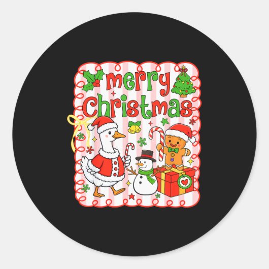Merry Christmas Funny Merry Goosemas Christmas Sil Ronde Sticker (Voorkant)