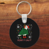 Merry Christmas Funny Raven Bird F-caw-f Xmas Holi Sleutelhanger (Voorkant)