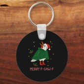 Merry Christmas Funny Raven Bird F-caw-f Xmas Holi Sleutelhanger (Voorkant)