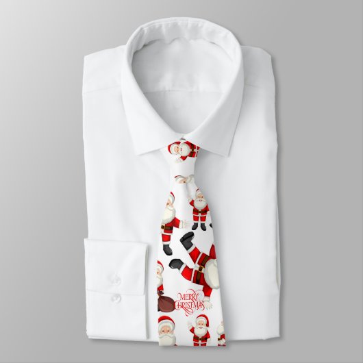 "Merry Christmas" Funny Santa Art Pattern Tie Stropdas (Gebonden)