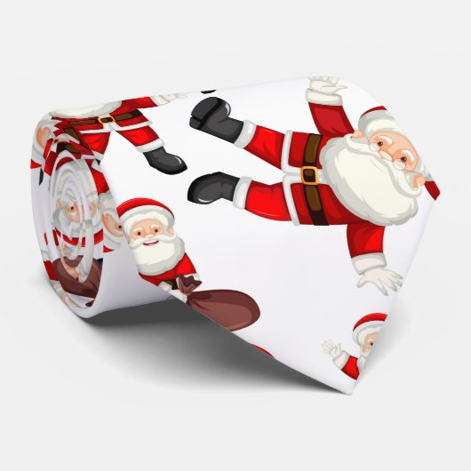 "Merry Christmas" Funny Santa Art Pattern Tie Stropdas (Opgerold)