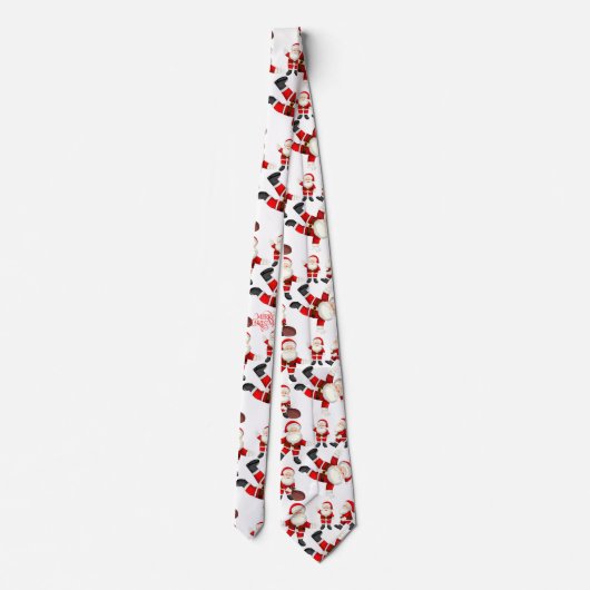 "Merry Christmas" Funny Santa Art Pattern Tie Stropdas (Achterkant)