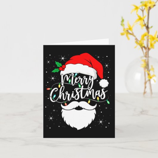 Merry Christmas Funny Santa Claus Hat And Beard Xm Kaart (Gele Bloem)