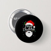 Merry Christmas Funny Santa Claus Hat And Beard Xm Ronde Button 5,7 Cm (Voorkant /achterkant)