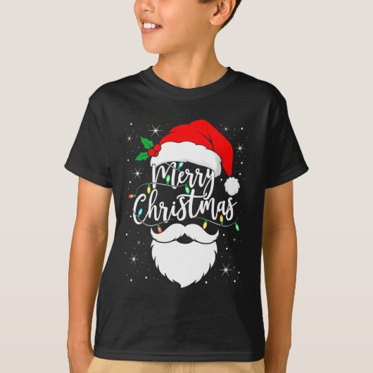 Merry Christmas Funny Santa Claus Hat And Beard Xm T-shirt (Voorkant)