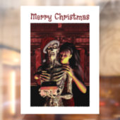 Merry Christmas. Funny skeleton Window Cling Raamsticker (Vel 2)