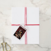 Merry Christmas. Funny skeleton with woman Cadeaulabel (Met Touw)