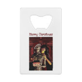 Merry Christmas. Funny skeleton with woman Creditkaart Flessenopener (Achterkant)