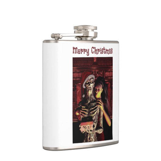 Merry Christmas. Funny skeleton with woman Heupfles (Rechts)